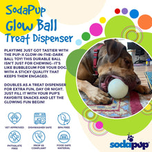 Load image into Gallery viewer, SodaPup 4" Glow-in-the-Dark Dog Ball - Treat Dispenser &amp; Water Toy | USA Made