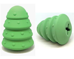MuttsKickButt by SodaPup, Christmas Tree Shaped Natural Rubber Chew Toy and Treat Dispenser for Aggressive Chewers