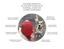 Load image into Gallery viewer, SodaPup - MuttsKickButt Rubber Football Chew Toy and Treat Dispenser